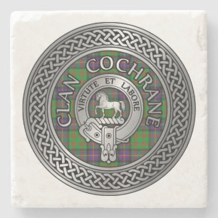 Porta-copo De Pedra Clan Cochrane Crest & Tartan Knot