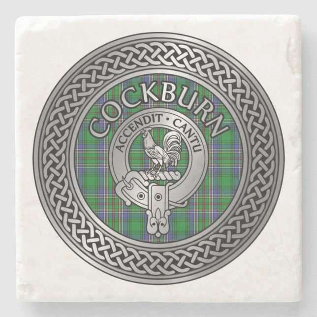 Porta-copo De Pedra Clan Colquhoun Crest & Tartan Knot (Frente)