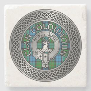 Porta-copo De Pedra Clan Colquhoun Crest & Tartan Knot