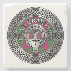 Porta-copo De Pedra Clan Crawford Crest & Tartan Knot