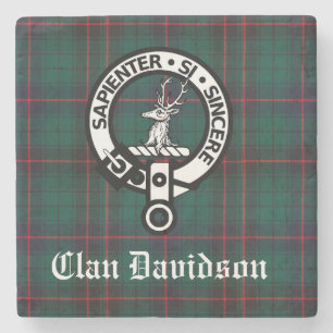 Porta-copo De Pedra Clan Davidson Crest Crachá e Tartan