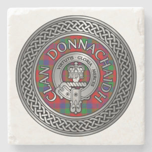 Porta-copo De Pedra Clan Donnachaidh Robertson Crest & Tartan Knot