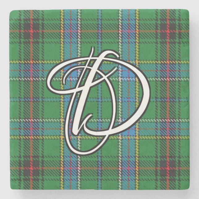 Porta-copo De Pedra Clan Duncan Tartan - Monograma Personalizado (Frente)
