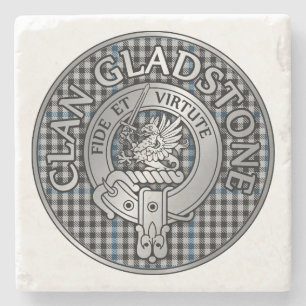 Porta-copo De Pedra Clan Gladstone Crest & Tartan