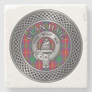 Porta-copo De Pedra Clan Haig Crest & Tartan Knot