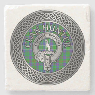 Porta-copo De Pedra Clan Hunter Crest & Tartan Knot