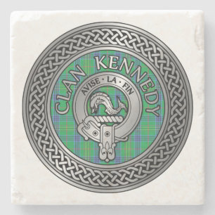 Porta-copo De Pedra Clan Kennedy Crest e Tartan Knot