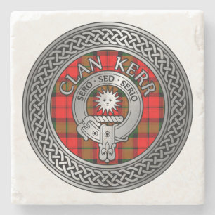 Porta-copo De Pedra Clan Kerr Crest & Tartan Knot