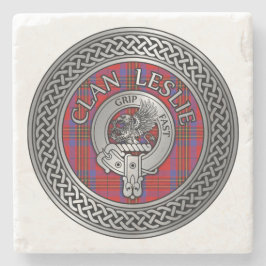 Porta-copo De Pedra Clan Leslie Crest & Tartan Knot