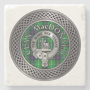 Porta-copo De Pedra Clan MacDonald Crest e Tartan Knot