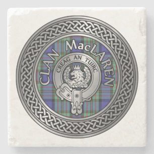 Porta-copo De Pedra Clan MacLaren Crest & Tartan Knot