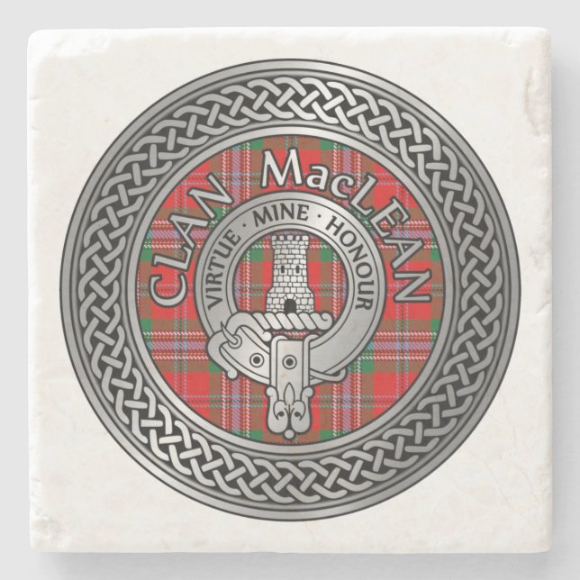 Porta-copo De Pedra Clan MacLean Crest & Tartan Knot Stone Porta copos (Frente)