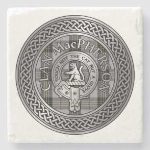 Porta-copo De Pedra Clan MacPherson Crest & Tartan Knot