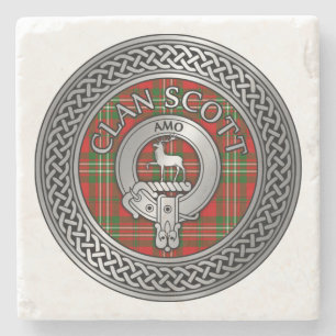 Porta-copo De Pedra Clan Scott Crest & Tartan Knot