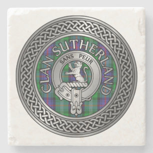 Porta-copo De Pedra Clan Sutherland Crest & Tartan Knot