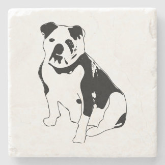 Porta-copo De Pedra Classic Sitting Bulldog Black and White Art