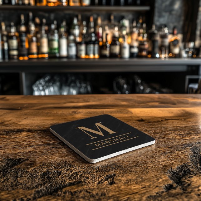 Porta-copo De Pedra Clássico Cognac Tan Monograma Personalizado Inicia (Criador carregado)