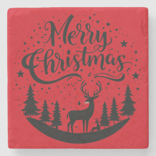 Porta-copo De Pedra Clássico, Feliz Vestido de Natal e Design de Árvor