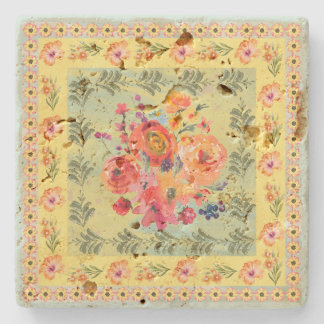 Porta-copo De Pedra Clássico floral artístico antigo em aquarela vinta