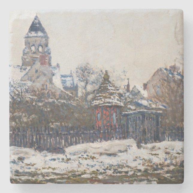 Porta-copo De Pedra Claude Monet - A Igreja de Vetheuil (Frente)