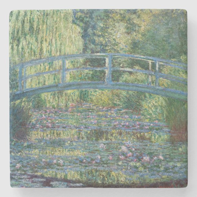 Porta-copo De Pedra Claude Monet - Lagoa de Água Lily, Harmonia Verde (Frente)