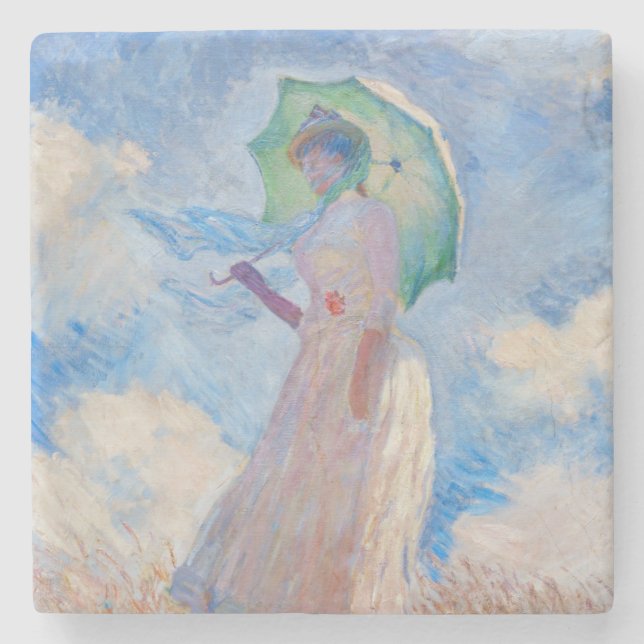 Porta-copo De Pedra Claude Monet - Mulher com Parasol virada para a es (Frente)