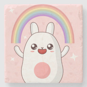 Porta-copo De Pedra Clipe arco-íris Kawaii