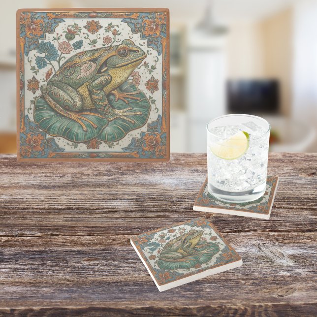 Porta-copo De Pedra Cloisonne Frog on Lily Pad (Criador carregado)