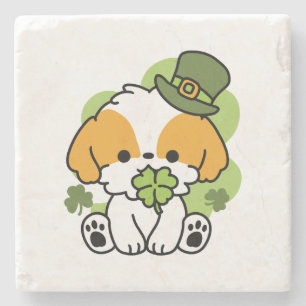 Porta-copo De Pedra Clover Pup Love – Dia de São Patrício Design de Ca