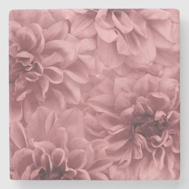 Porta-copo De Pedra Cluster de Flores Leves Mauve Dahlia (Frente)