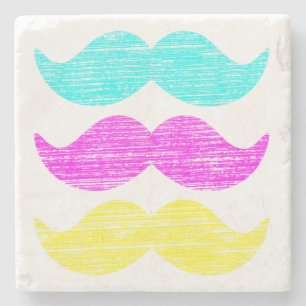 Porta-copo De Pedra CMY Mustaches (estilo letterpress)