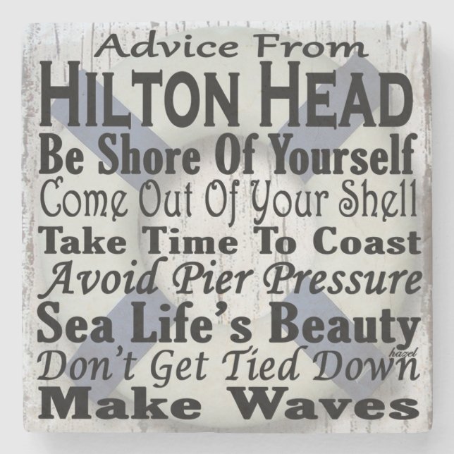 Porta-copo De Pedra Coaster. da praia de Hilton Head (Frente)