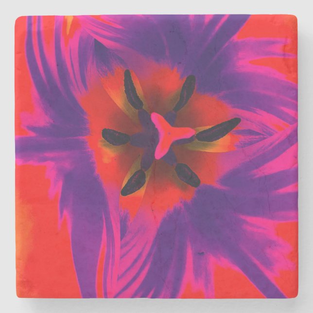 Porta-copo De Pedra Coaster, floral design, tulip (Frente)