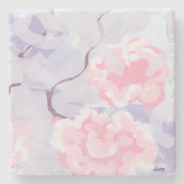 Porta-copo De Pedra Coaster : Rose Pedals (Frente)