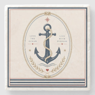 Porta-copo De Pedra Cobertor Clássico de Lançamento Náutico Sailorcore