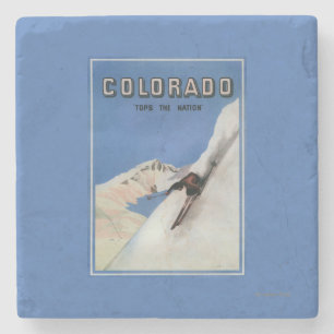 Porta-copo De Pedra Cobre a nação - poster do promocional do esqui