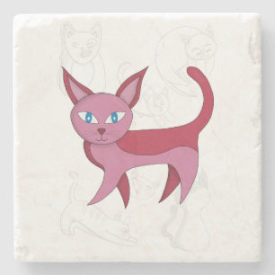 Porta-copo De Pedra Cobrir Rosa Adorável de Gato e Portas de Gato