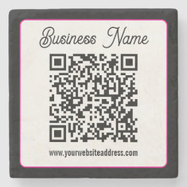 Porta-copo De Pedra Código QR com letra cursiva de script