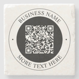 Porta-copo De Pedra Código QR com Nome da Empresa Texto Circular Editá