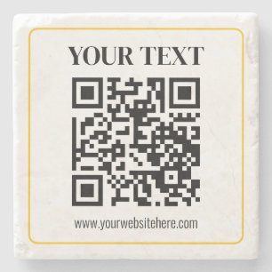 Porta-copo De Pedra Código QR e texto editáveis com borda de ouro amar