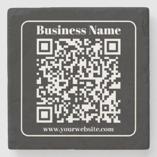 Porta-copo De Pedra Código QR editável Estilo Moderno Retroativo Preto