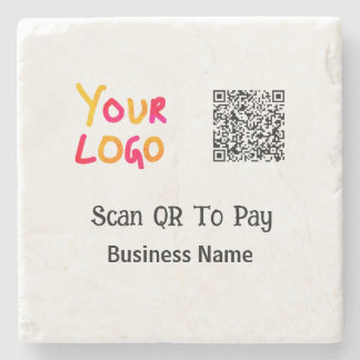 Porta-copo De Pedra Código QR minimalista simples para pagar logotipo