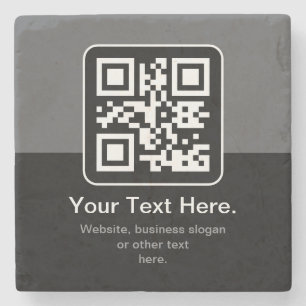 Porta-copo De Pedra Código QR Modern Escaneável Preto, Cinza e Branc