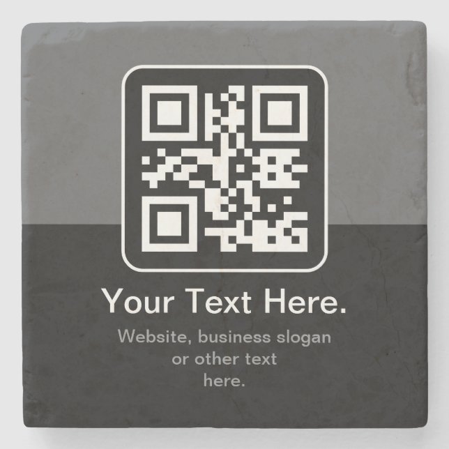 Porta-copo De Pedra Código QR Modern Escaneável | Preto, Cinza e Branc (Frente)