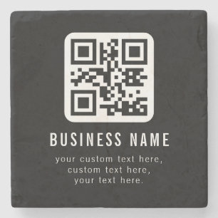 Porta-copo De Pedra Código QR personalizável e design de texto editáve