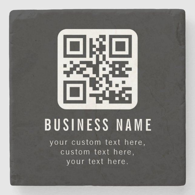 Porta-copo De Pedra Código QR personalizável e design de texto editáve (Frente)