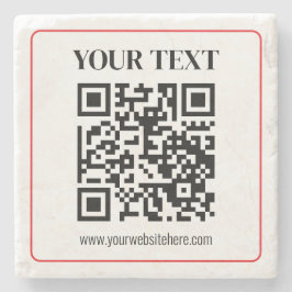 Porta-copo De Pedra Código QR simples preto e branco com borda vermelh