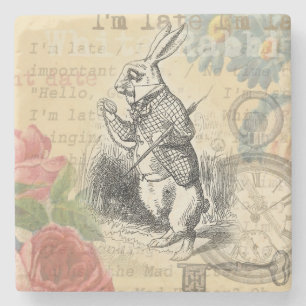 Porta-copo De Pedra Coelho Branco Aventuras de Alice no País das Marav