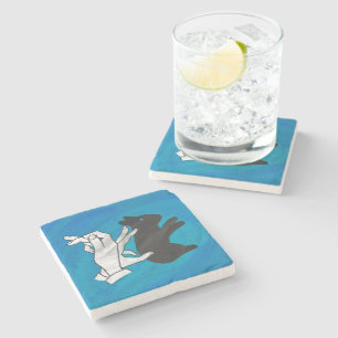 Porta-copo De Pedra Coelho Sombra em Azul