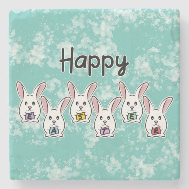 Porta-copo De Pedra Coelhos de Páscoa em Forma de Ovo (Frente)